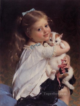 エミール・ムニエ Painting - 彼女の親友 アカデミックリアリズムの少女 エミール・ムニエ